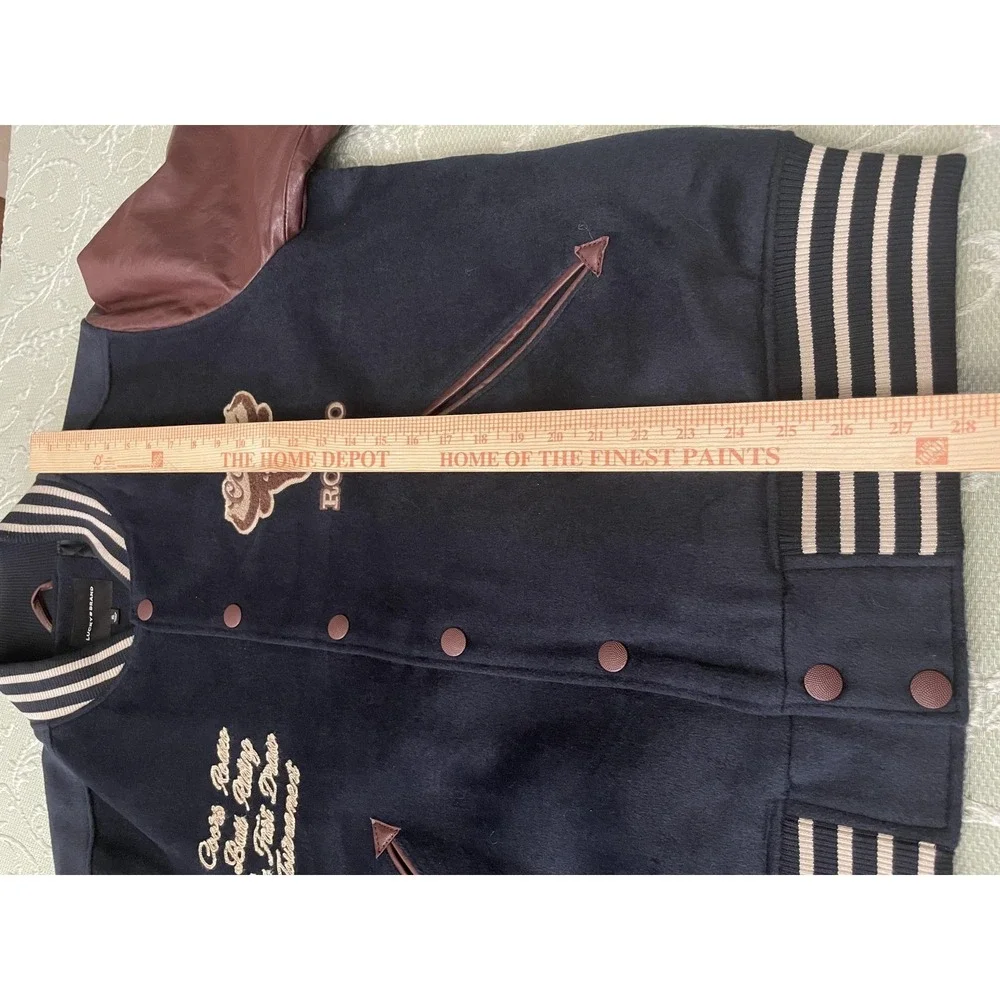 Lucky Brand Jacket Mens XL Blue Coors Rodeo Varsity Leather Sleeves‎ 161300